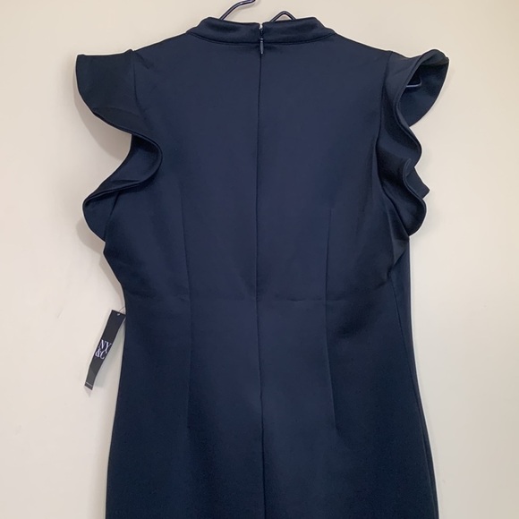 New York & Company | NWT Black Flutter Cap Sleeve Split V-Neck Sheath Dress MP - Picture 13 of 17